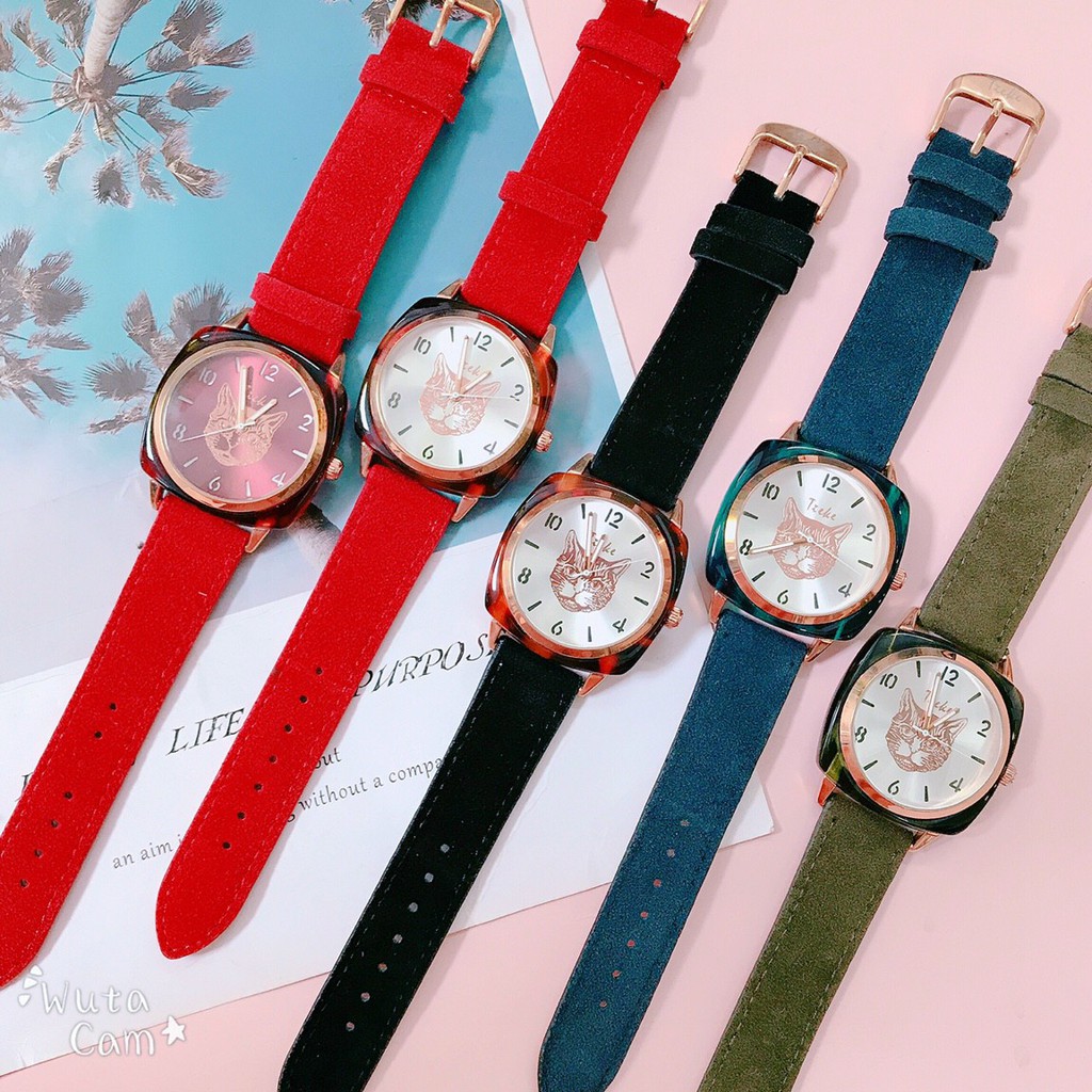 Đồng hồ nam Tieke in hình mèo, lên form chuẩn, nhiều màu sắc dễ dàng phối đồ | BigBuy360 - bigbuy360.vn