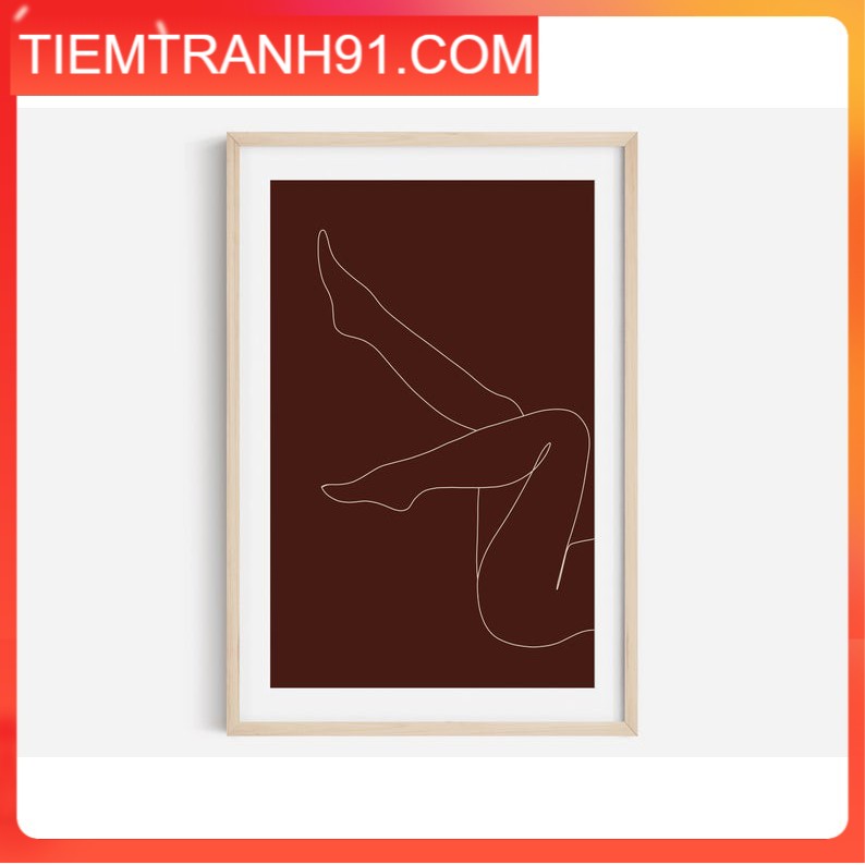 Tranh treo tường | Line art-Female line art, Burgundy print, Line Art Legs 70 , tranh canvas giá rẻ