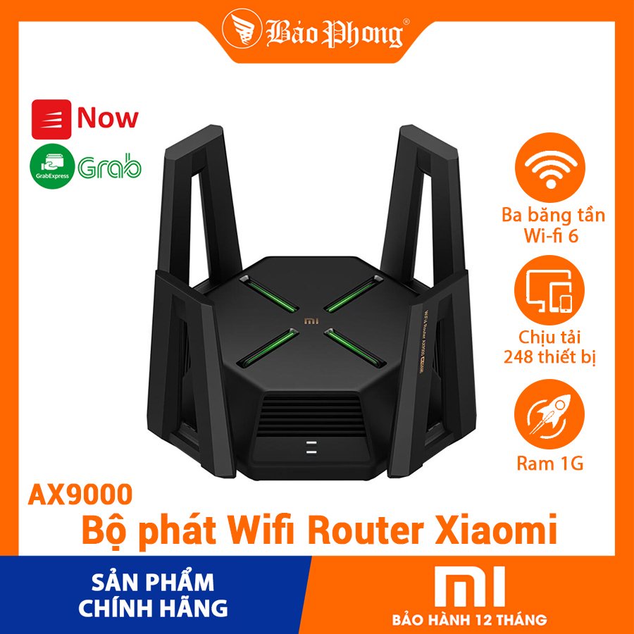 Modem Wifi Router Xiaomi AX9000 AIoT - Wifi 6E - Mesh - 12 anten - 3 băng tần - 1000 thiết bị bộ phát định tuyến