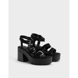 Giày nữ Bershka Ankle strap platform sandals Heel size40