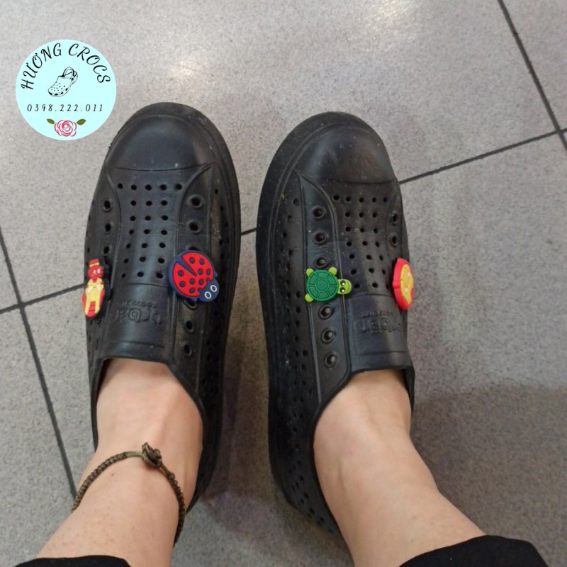 [Tặng 10 jibit] - Giày nhựa đi mưa, đi biển Orban đen full, chất liệu nhựa dẻo siêu êm mềm nhẹ, không thấm nước