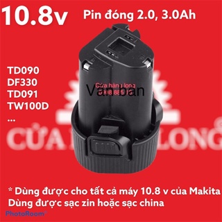 Pin dùng cho Makita 10,8 v( 2.0 và 3.0 Ah) Nhận sạc zin, cell samsung