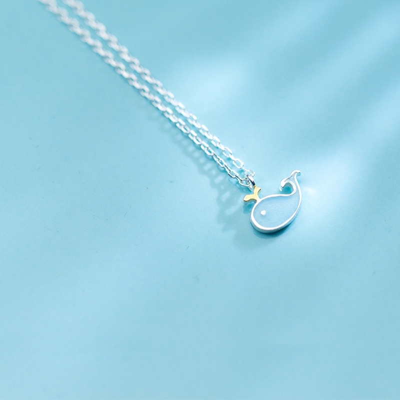 Silver Plated Whale Necklace + Earrings + Bracelet Set S925