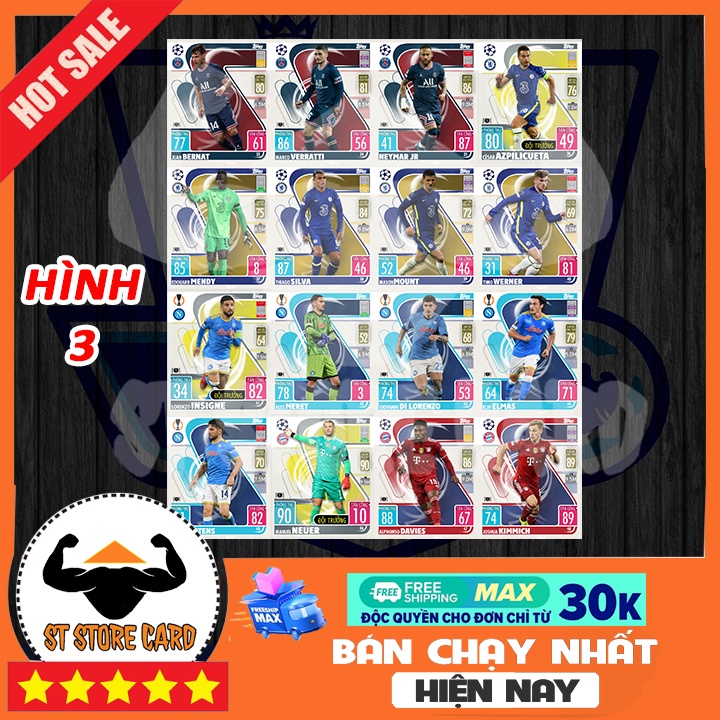 Thẻ cầu thủ UCL 2021/22 size Poca Match Attax thẻ in custom ST STORE CARD