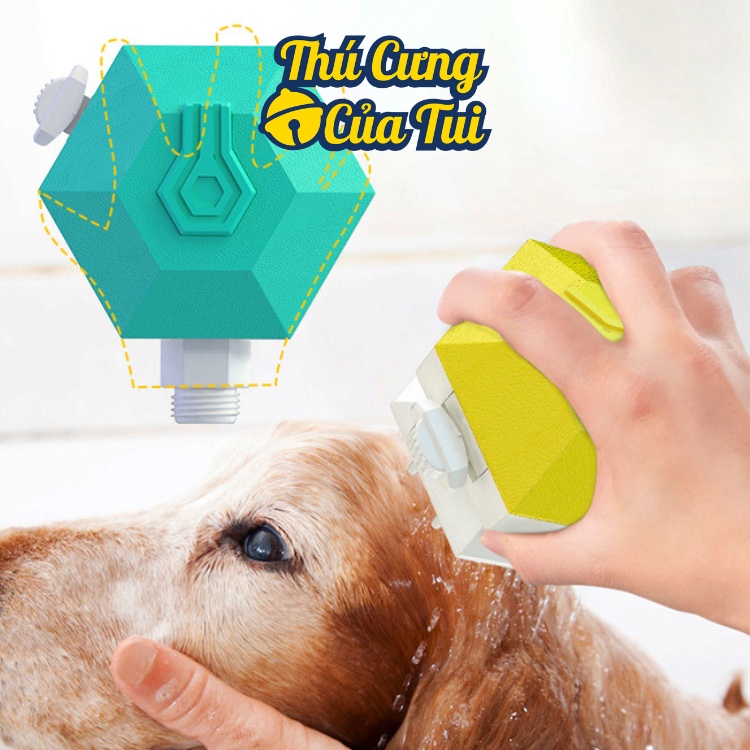 Bàn chải tắm massage cho thú cưng chó mèo gắn vòi nước 2in1 - Thú Cưng Của Tui
