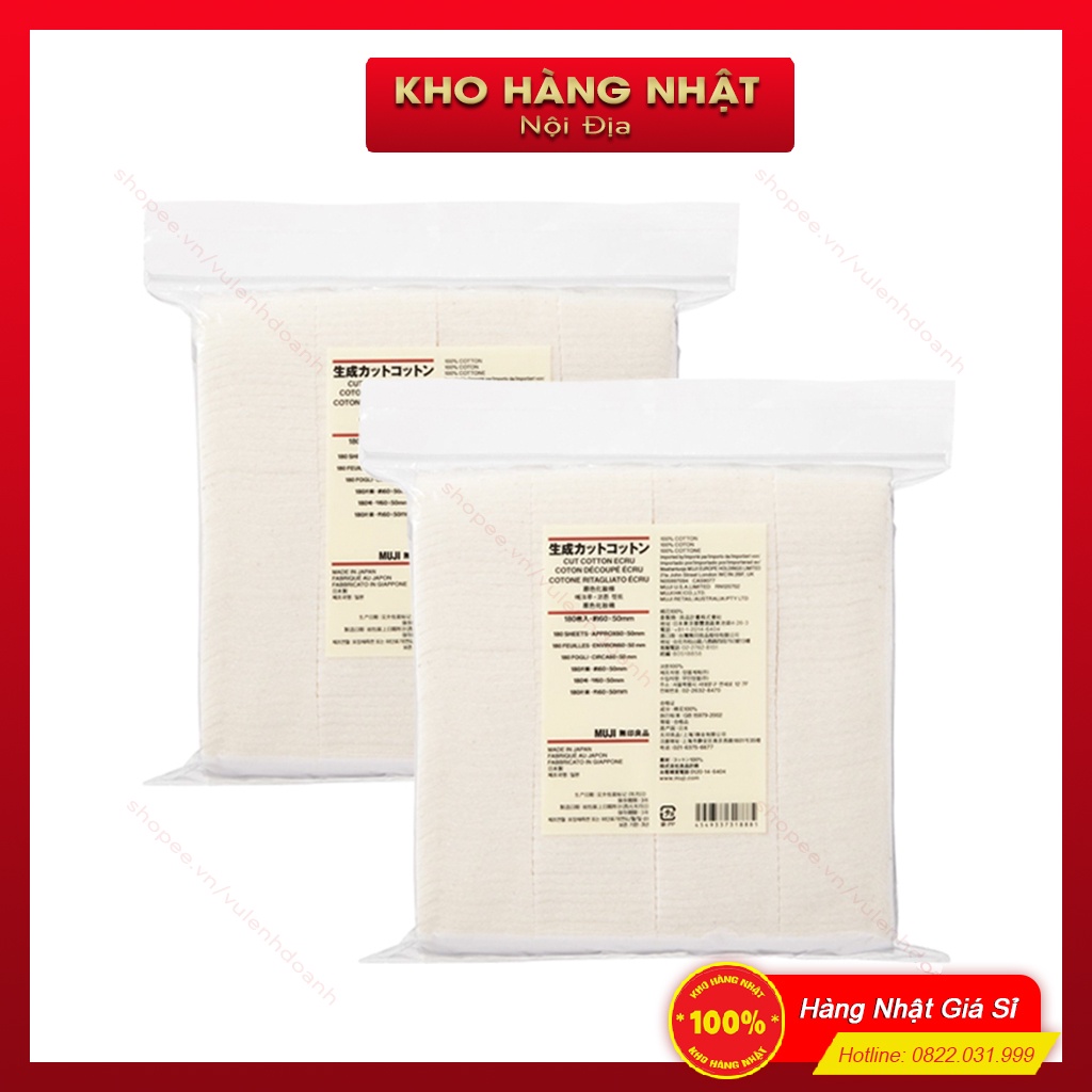 Bông tẩy trang Muji Cotton / Ecru hữu cơ 189 miếng