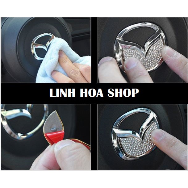 Đính đá Logo ô tô MAZDA-HYUNDAI-TOYOTA-HONDA-MESCEDES-KIA-FORD-AUDI-MITSUBISHI Cao cấp sang trọng