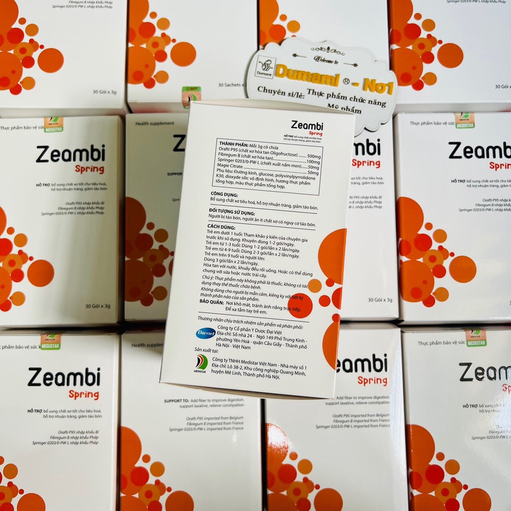 [Chính Hãng] Zeambi Spring 30 gói - Sản phẩm hỗ trợ Táo bón cho Bé