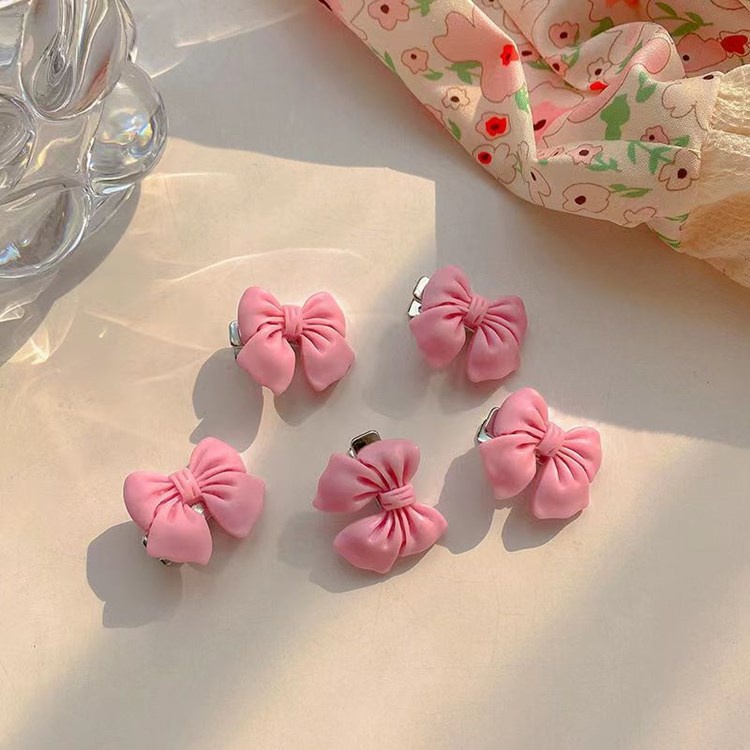 PVN47506 Kẹp Tóc Mini Đính Nơ Hình Trái Tim/Nơ Màu Hồng Dễ Thương Phong Cách Hàn Quốc Cho Nữ Giá Rẻ