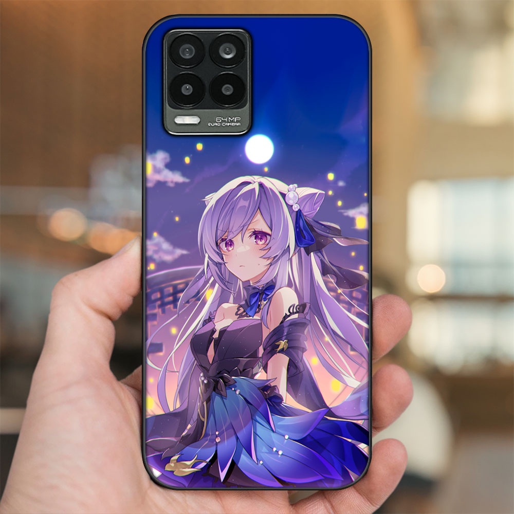 Ốp lưng Realme 8, 8 Pro viền đen in hình Keqing Genshin Impact