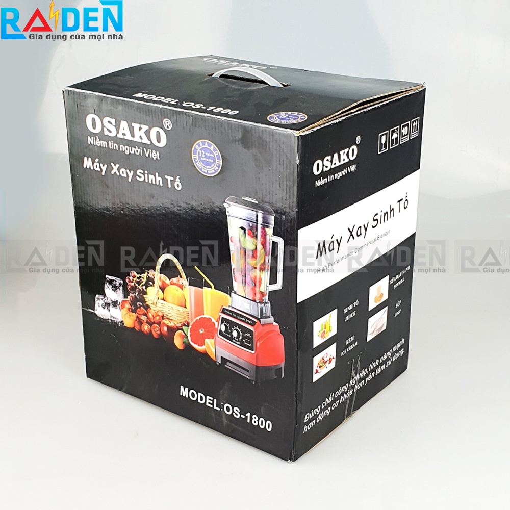 Máy xay sinh tố công nghiệp Osako OS-1800 công suất 1800W, cối kháng vỡ 2L