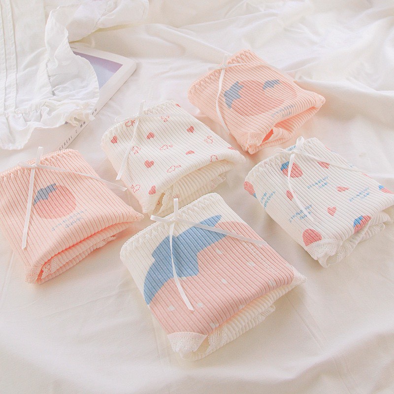 Quần Lót Nữ ❤️️FREESHIP❤️️ Quần Lót Nữ Cotton gân tăm Dâu cam chống viêm mềm mại lên dáng sexySet dâu cam 027