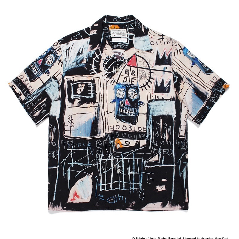 Áo Sơ Mi Unisex Dáng Rộng Tay Ngắn In Hình WACKO MARIA Graffiti Plus Size S-XL
