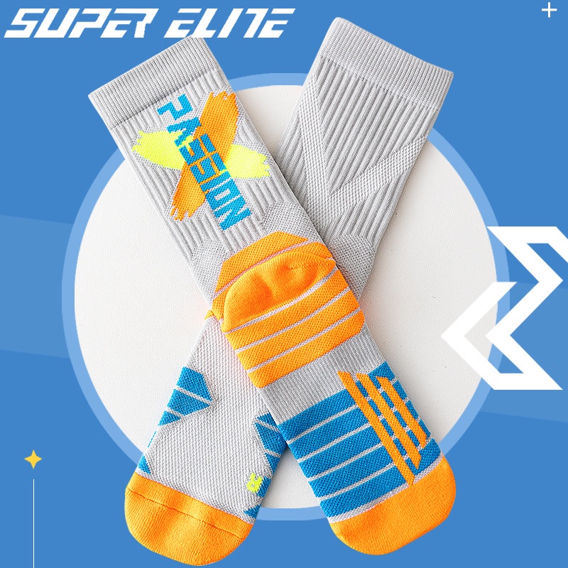 Vớ thể thao cổ cao chất liệu dày thấm hút màu sắc tương phản thời trang cho nam