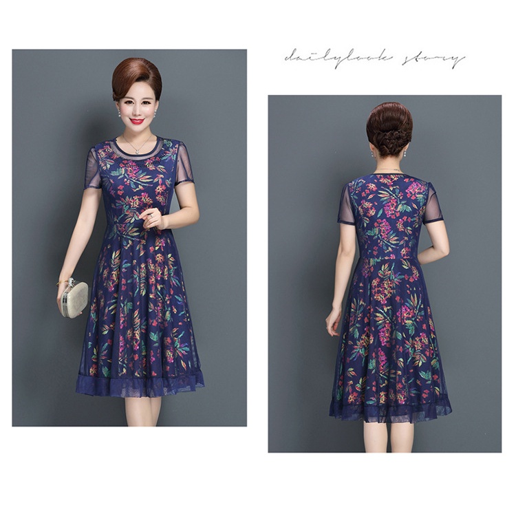 Đầm trung niên cho mẹ cao cấp_ hoa tiet luoi