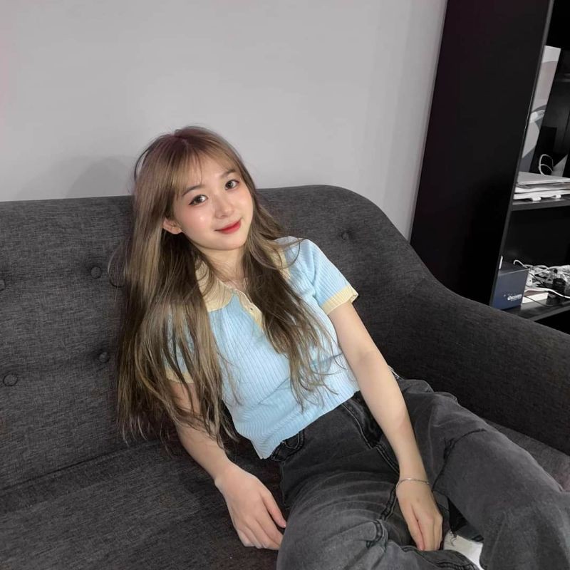 [ Sẵn quần jean size S và size L ] Set đồ áo polo tay ngắn + quần jean ống suông