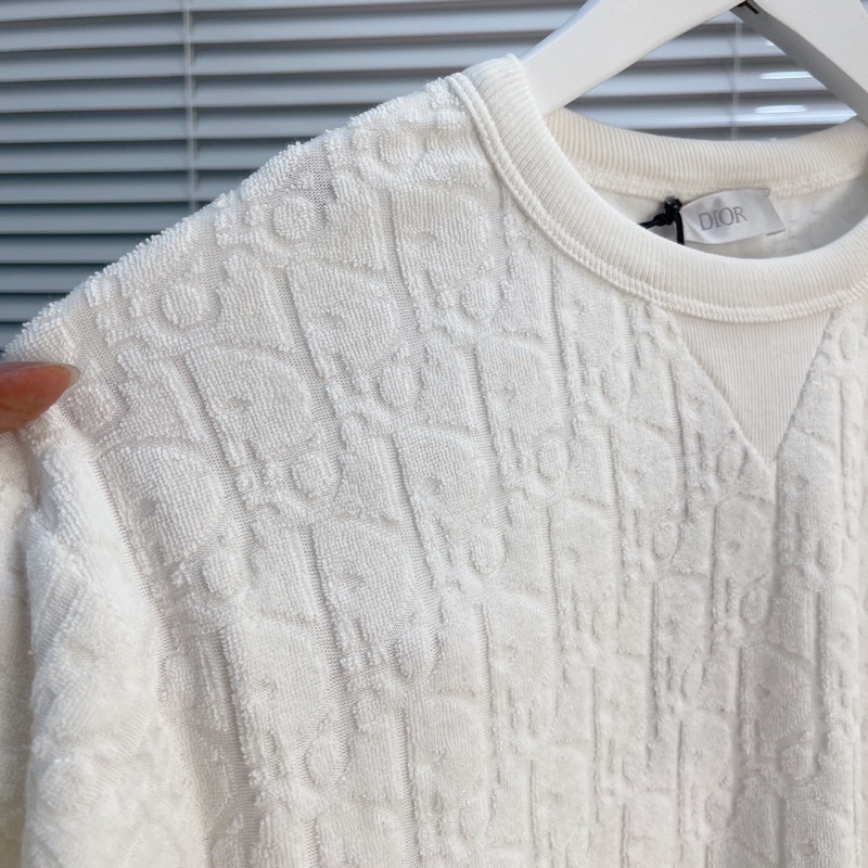 ⚡️[Mirror Quality] - Áo Tee DlOR Oblique Terry Cotton Jacquard T-Shirt Off White Relaxed Fit, Áo thun DlOR