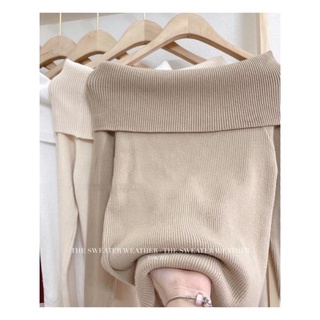 [Mã 2611THTRANG100K hoàn 10% xu đơn 99K] (Ảnh thật) Áo len trễ vai ngang bản to loại 1 the.sweaterweather ".