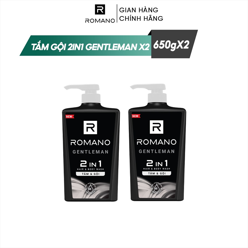 Combo 2 Tắm gội 2 trong 1 Romano 650g/chai