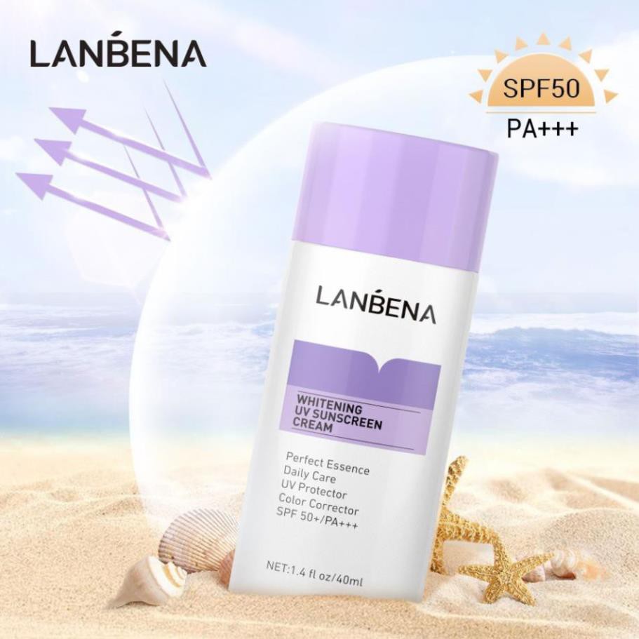 Kem Chống Nắng LANBENA Chống Tia UV Màu Tím Làm Trắng Da Dành Cho Da Mặt SPF50+ 40ml