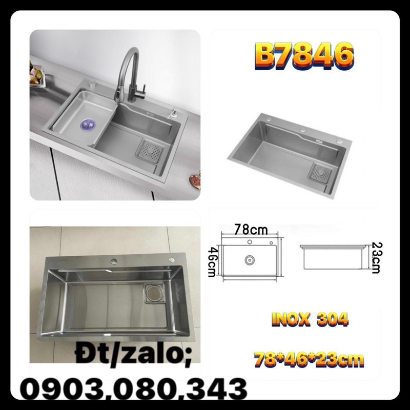 Chậu rửa chén bát 1 hộc loại to inox chuẩn 304 hàng chính hãng loại đẹp