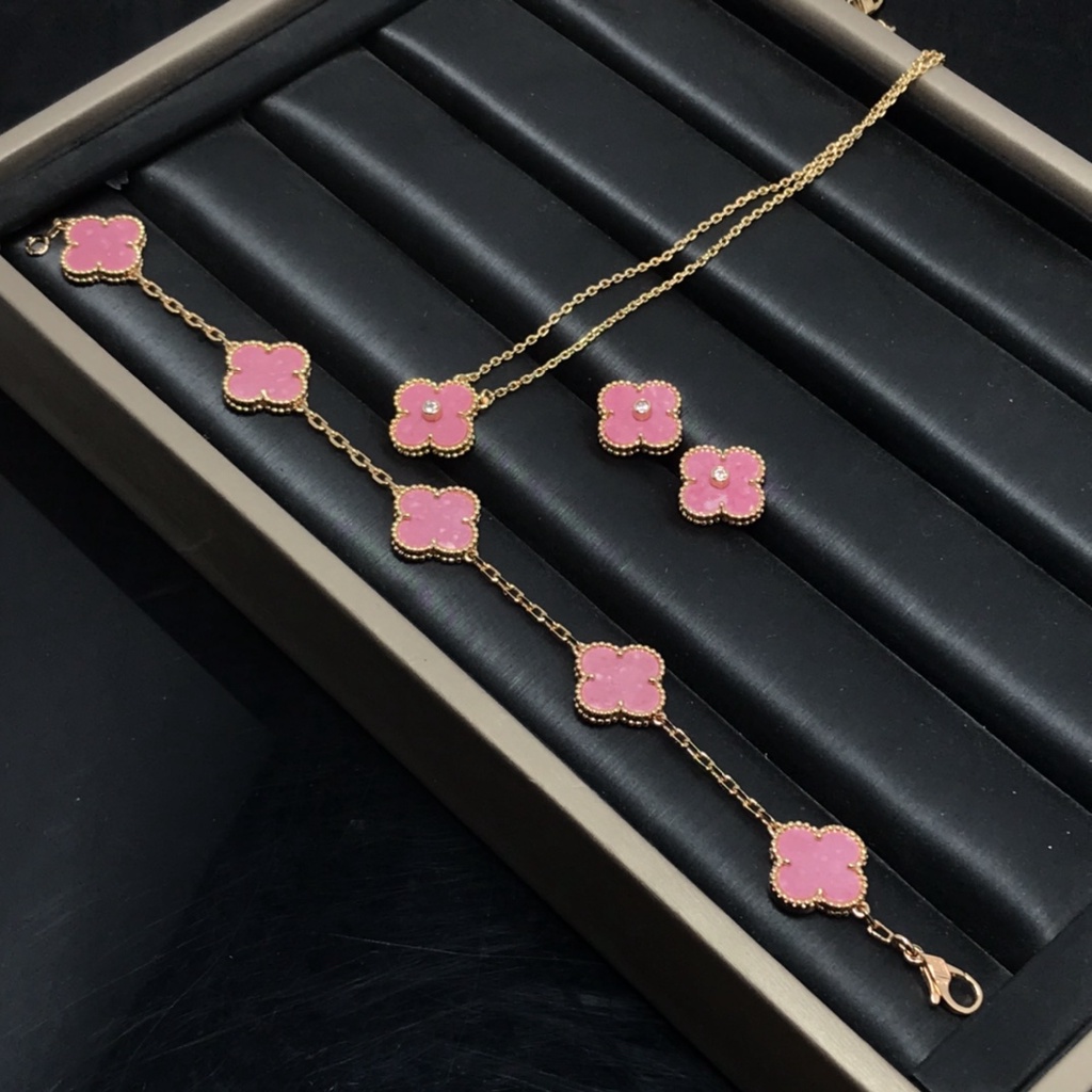Hàng Mới Về Mới Set Dây Chuyền Và Bông Tai Mạ Bạc 925 Hình Cỏ Bốn Lá Thời Trang Cho Nữ
