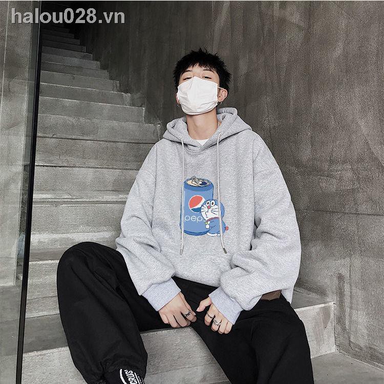 Áo Hoodie Dáng Rộng Có In Hình Doraemon Xinh Xắn Cho Các Cặp Đôi