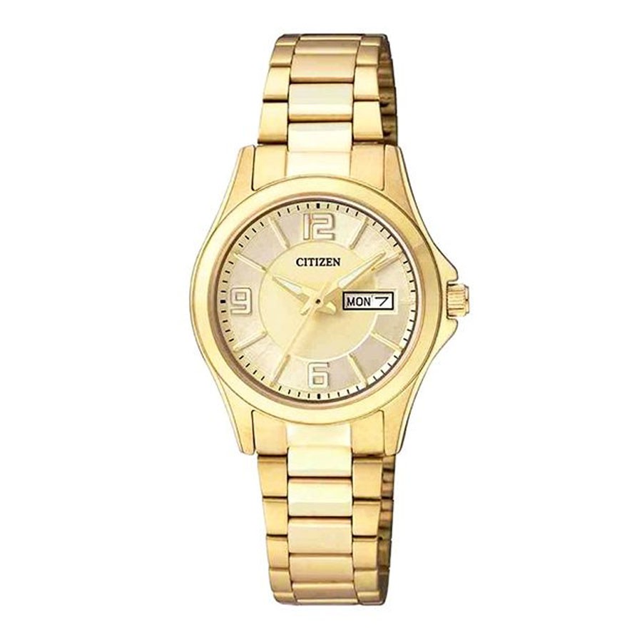 Đồng Hồ Nữ Citizen Dây Thép Không Gỉ EQ0593-51P - Mặt Vàng
