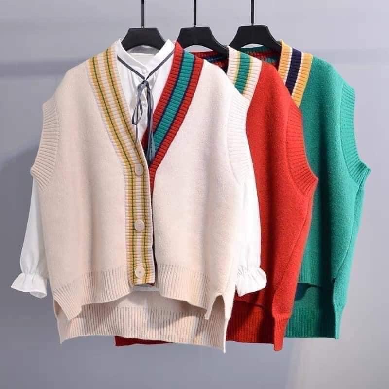 Áo gile len dáng thụng dài xẻ tà- ORD