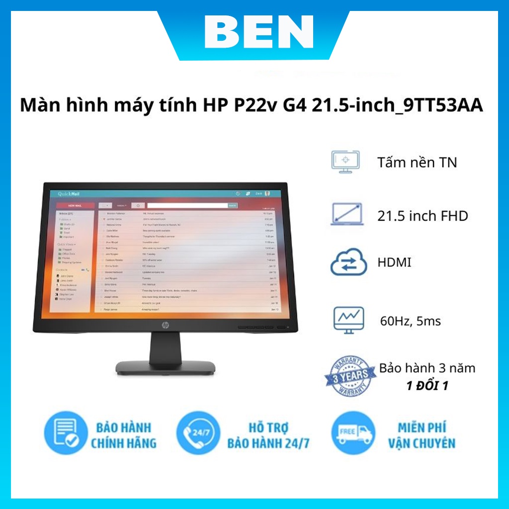 Màn hình máy tính HP P22v G4 21.5-inch – Hàng chính hãng – Bảo hành 36 tháng