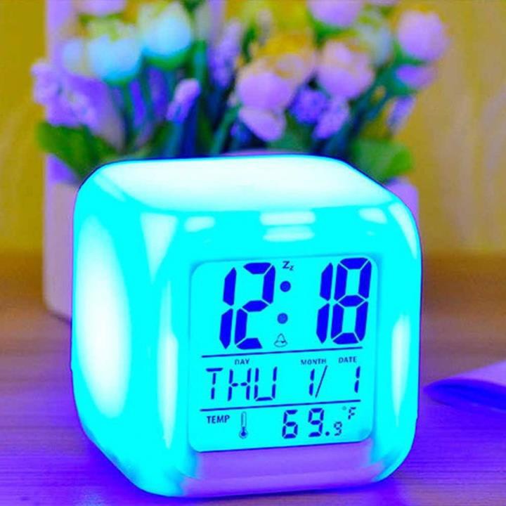 Đồng hồ báo thức kỹ thuật số, đồng hồ để bàn màn hình Led, phát quang nhiều màu sắc cực hot