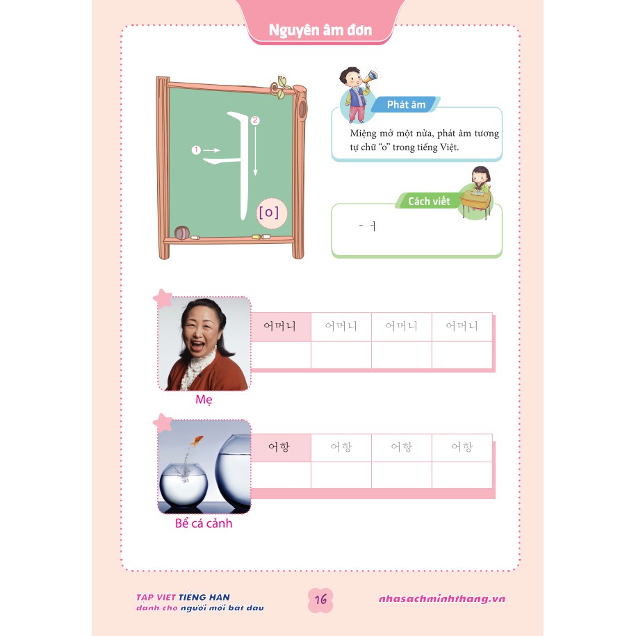 Sách - Tập viết tiếng Hàn dành cho người mới bắt đầu Tặng Kèm Bookmark