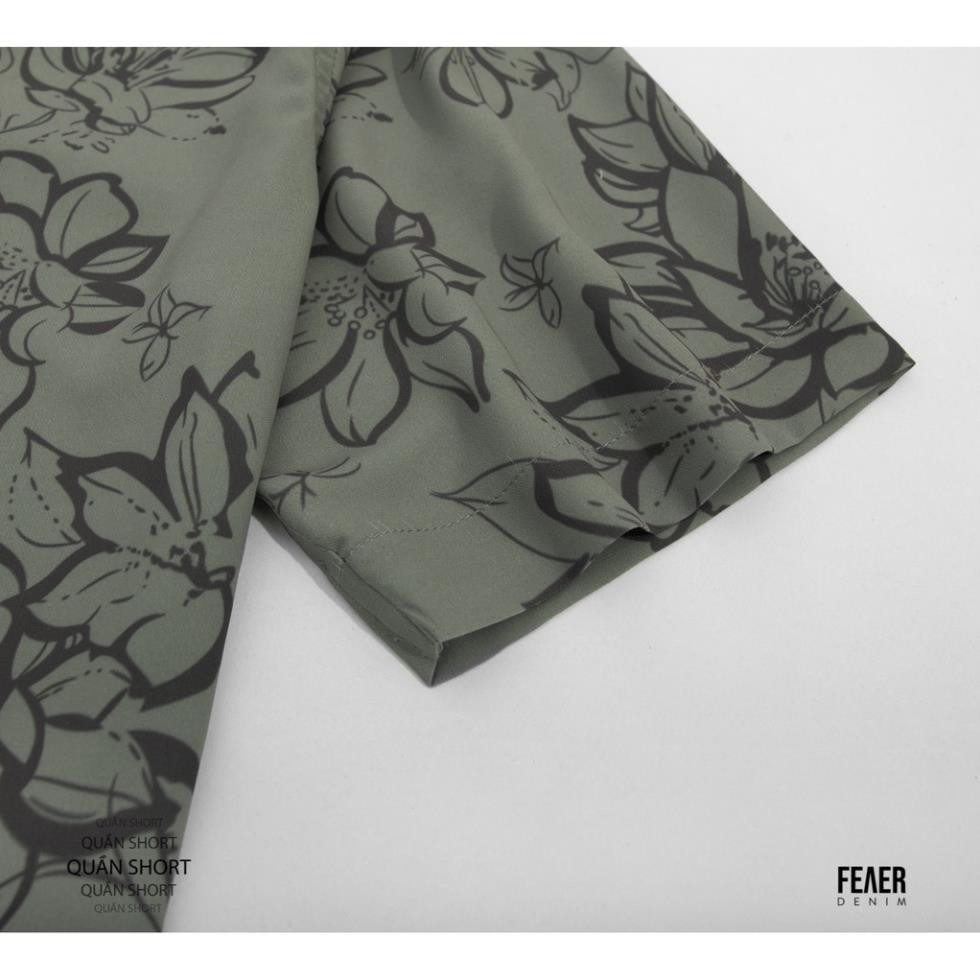 Áo sơ mi nam Cổ bẻ họa tiết hoa xám Florida chất Lụa chéo thoáng mát - Cao Cấp DENIM [Hàng Bao Đẹp] | BigBuy360 - bigbuy360.vn