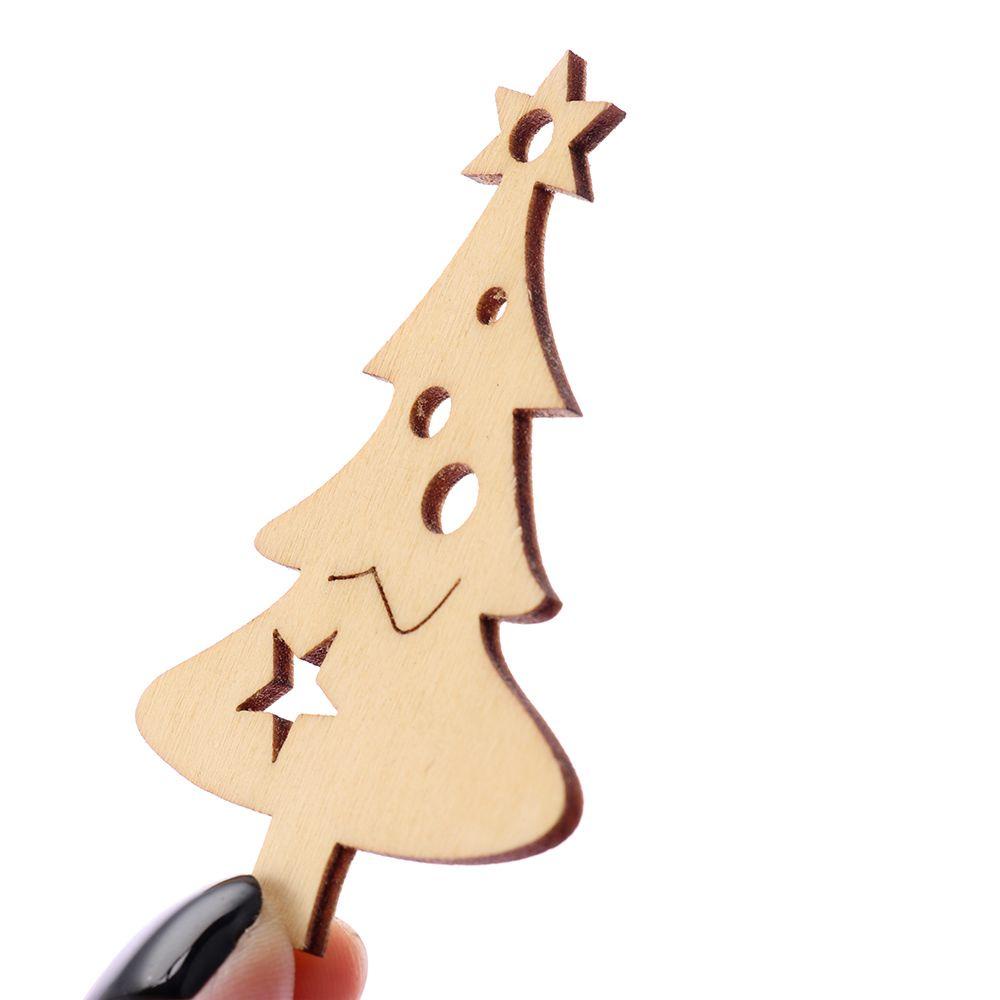 Set 10 Miếng Gỗ Hình Lát Màu Sắc Tự Nhiên Treo Trang Trí Cây Thông Noel DIY