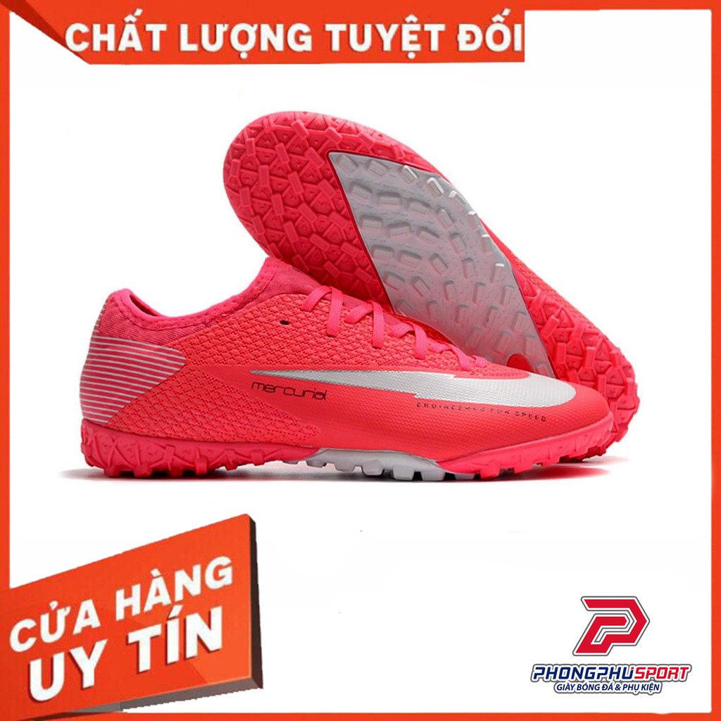 [ Có video ] Giày Đá Bóng Mercurial Vapor 13 Pro Hồng Vạch Trắng Cổ Lửng TF