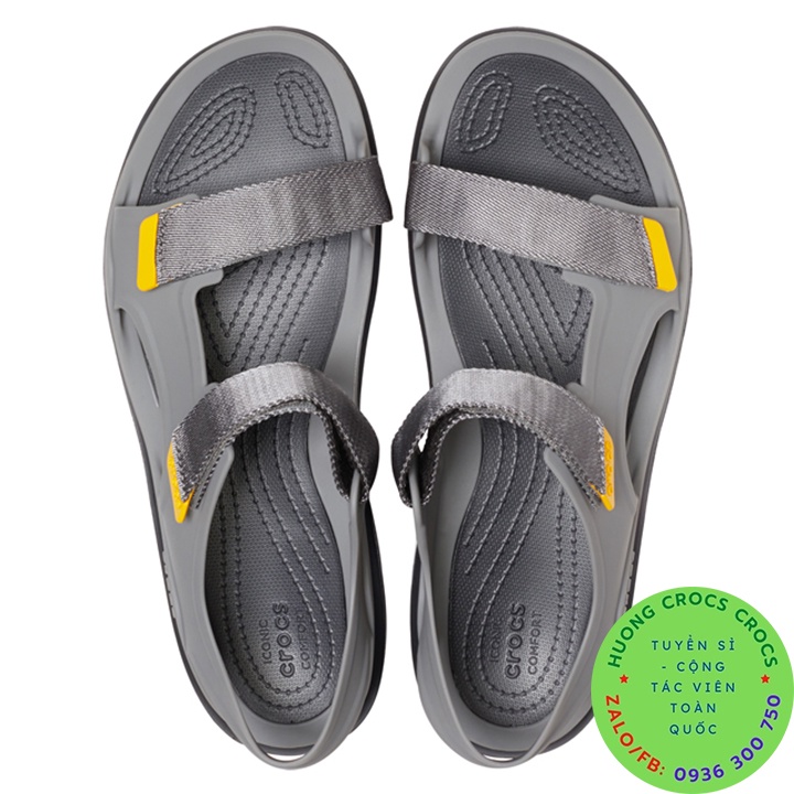 DÉP SANDAL CROCS SWIFTWATER WAVE EXPEDITION CHO NAM MÀU GHI CHUẨN XỊN FULL BOX
