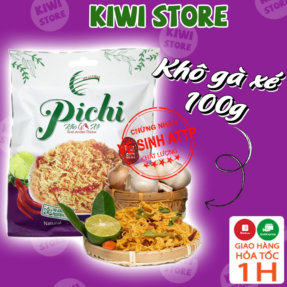 Gà xé lá chanh khô cay 100g đồ ăn vặt Kiwi Store
