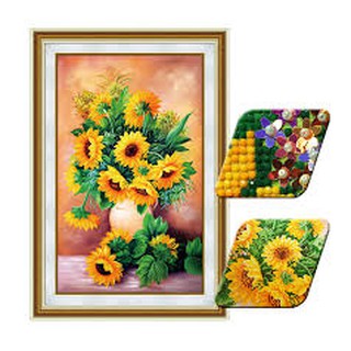 Tranh Đính Đá Bình Hoa Hướng Dương DF2664, chưa đính