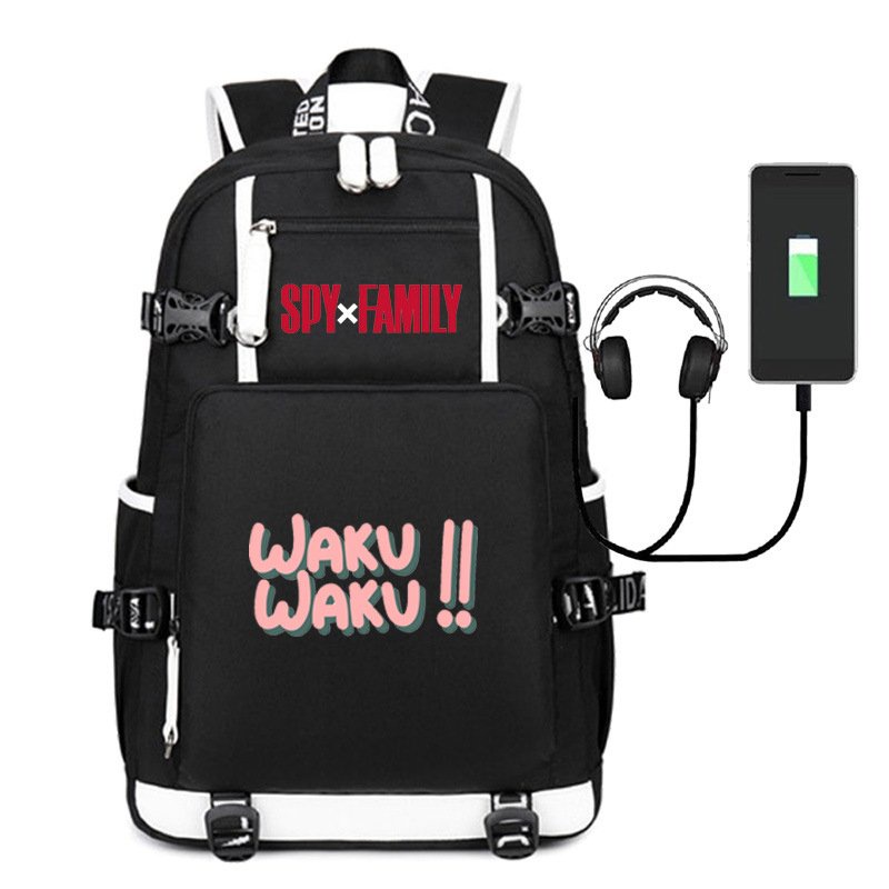 Balo 2 Vạch Kẻ Trắng in hình SPY X FAMILY GIA ĐÌNH ĐIỆP VIÊN anime chibi cặp sách đi học thời trang không kèm sạc