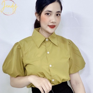 Áo Sơ Mi Nữ Thiết Kế Tay Bồng Nhiều Màu, Jendy Fashion, Áo Sơ Mi Cộc Tay Thời Trang Phong Cách Hàn Quốc, SMBT