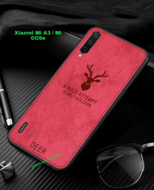 Ốp lưng Xiaomi Mi A3 / Mi CC9e vải mềm vân đầu hươu cao cấp