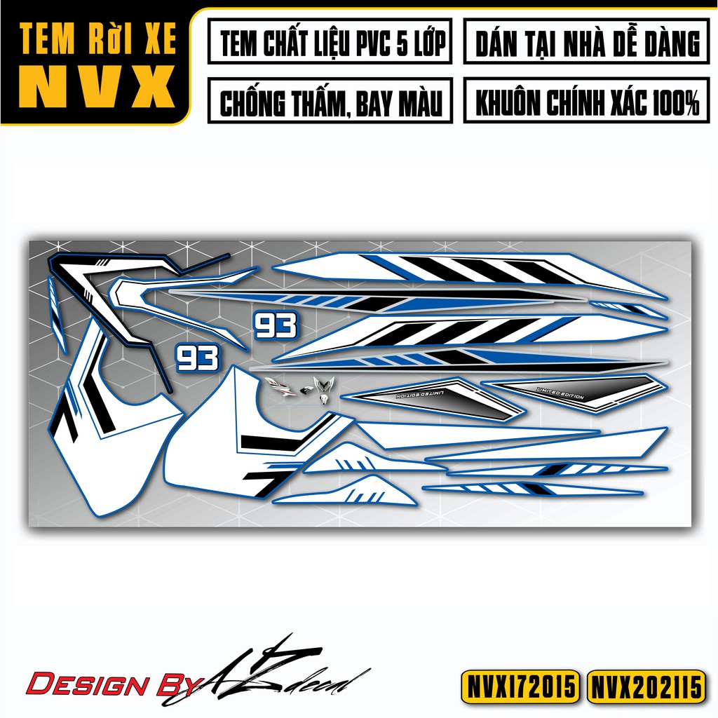 Tem Xe NVX 2017 - 2021 Dễ Dán | NVX15 | Decal Rời Dán Cho Mọi Xe NVX 125, 155 Chống Nước, Bền Màu
