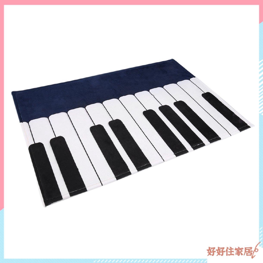 Thảm lót sàn thiết kế hình phím đàn piano màu đen trắng dùng cho phòng khách