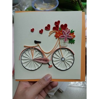 THIỆP QUILLING 15x15cm, THIỆP HANDMADE TÌNH YÊU NHIỀU MẪU