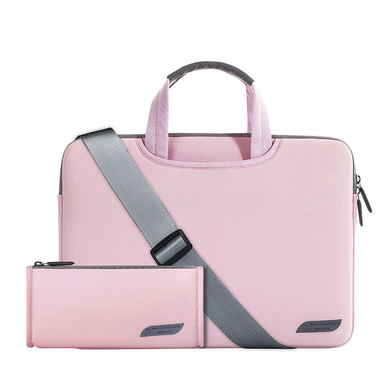 [FREESHIP]Combo Túi laptop đeo vai Cartinoe Sleeves Breath Simplicity hồng đậm + túi phụ kiện