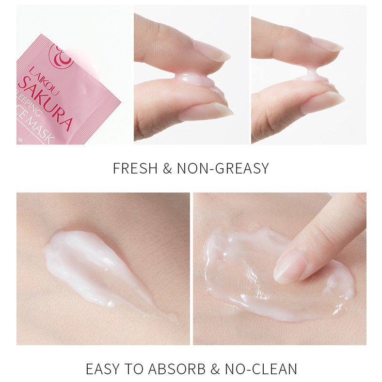 Túi 15 gói mặt nạ ngủ hoa anh đào Laikou dưỡng ẩm sáng da Sakura Sleeping Mask | BigBuy360 - bigbuy360.vn