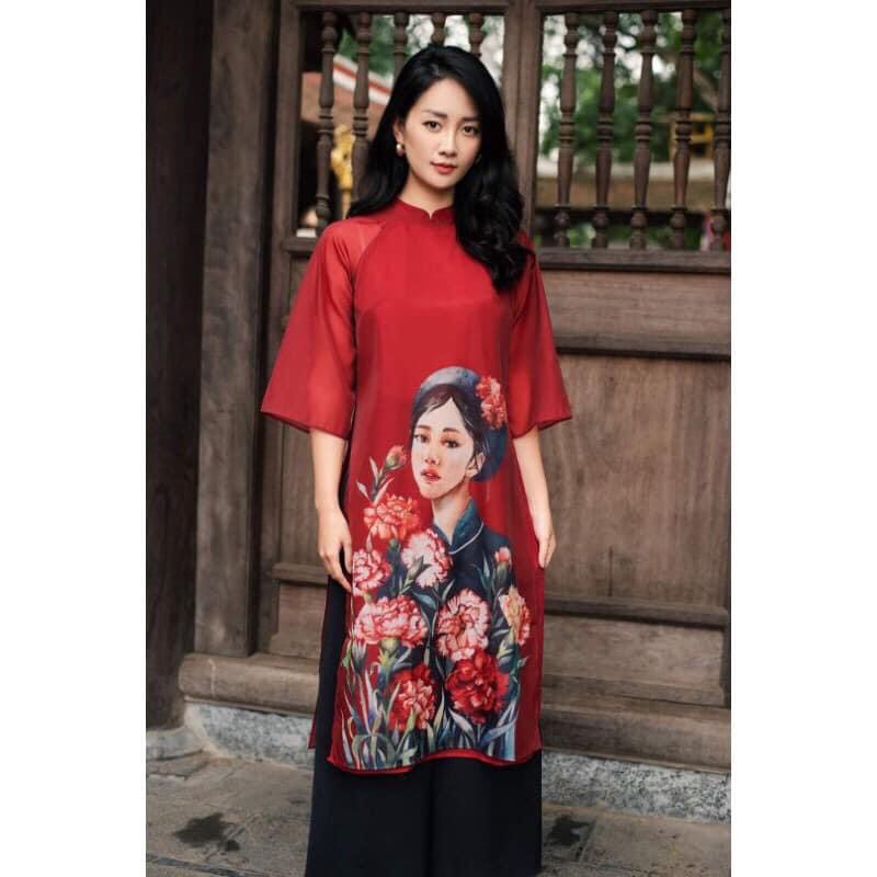 Áo dài cách tân cô gái kèm quần