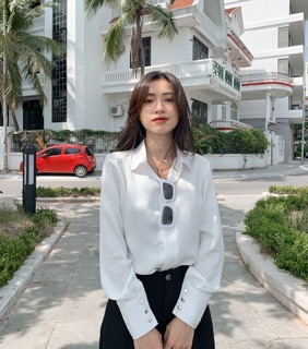 Lia Shirt | Sơ mi lụa trắng basic, bo tay lớn ZIEL