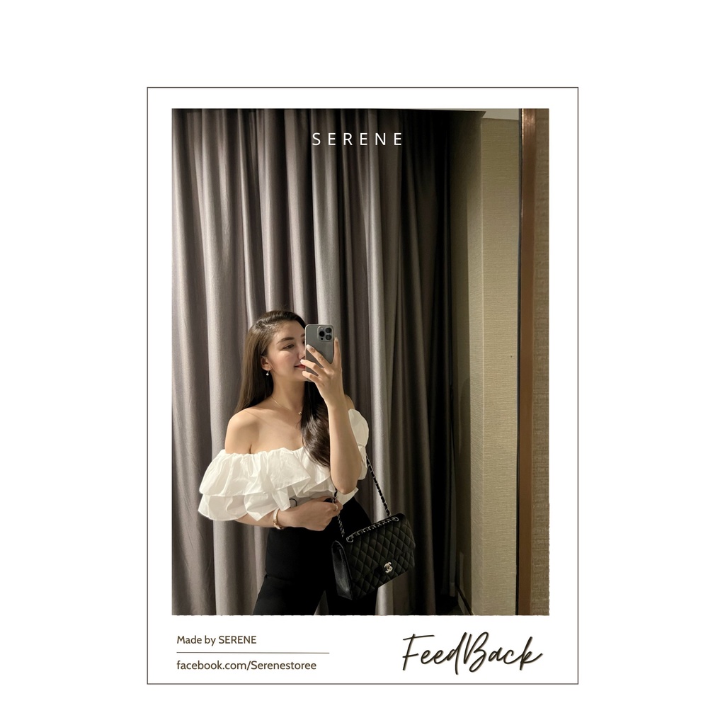 Áo croptop Felancy by Serene có cách điệu bèo mặc được nhiều kiểu như trễ vai, cổ vuông, lệch một bên