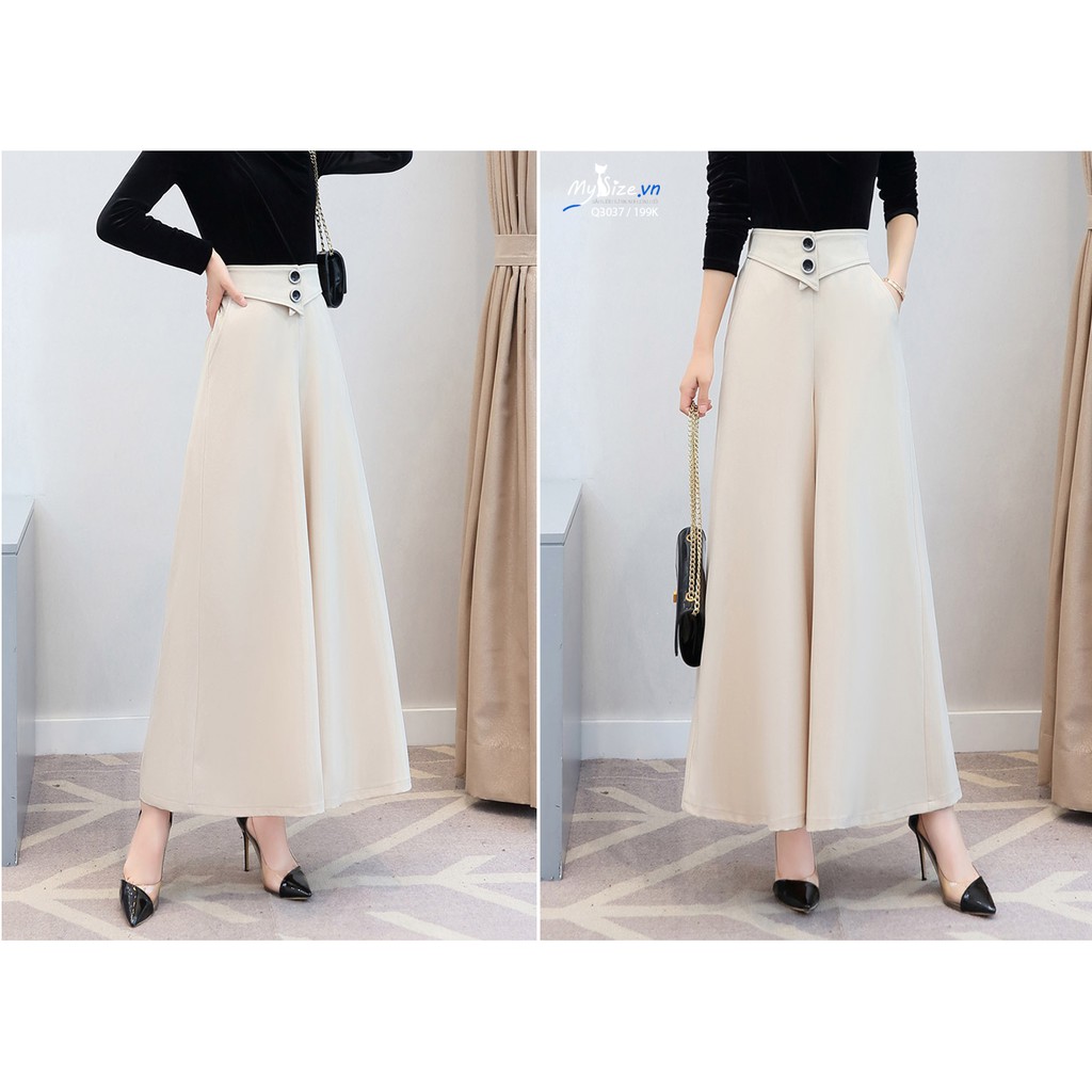 Quần ống rộng nữ dài 100cm đính cúc sang trọng Q3037 - Mysize.vn